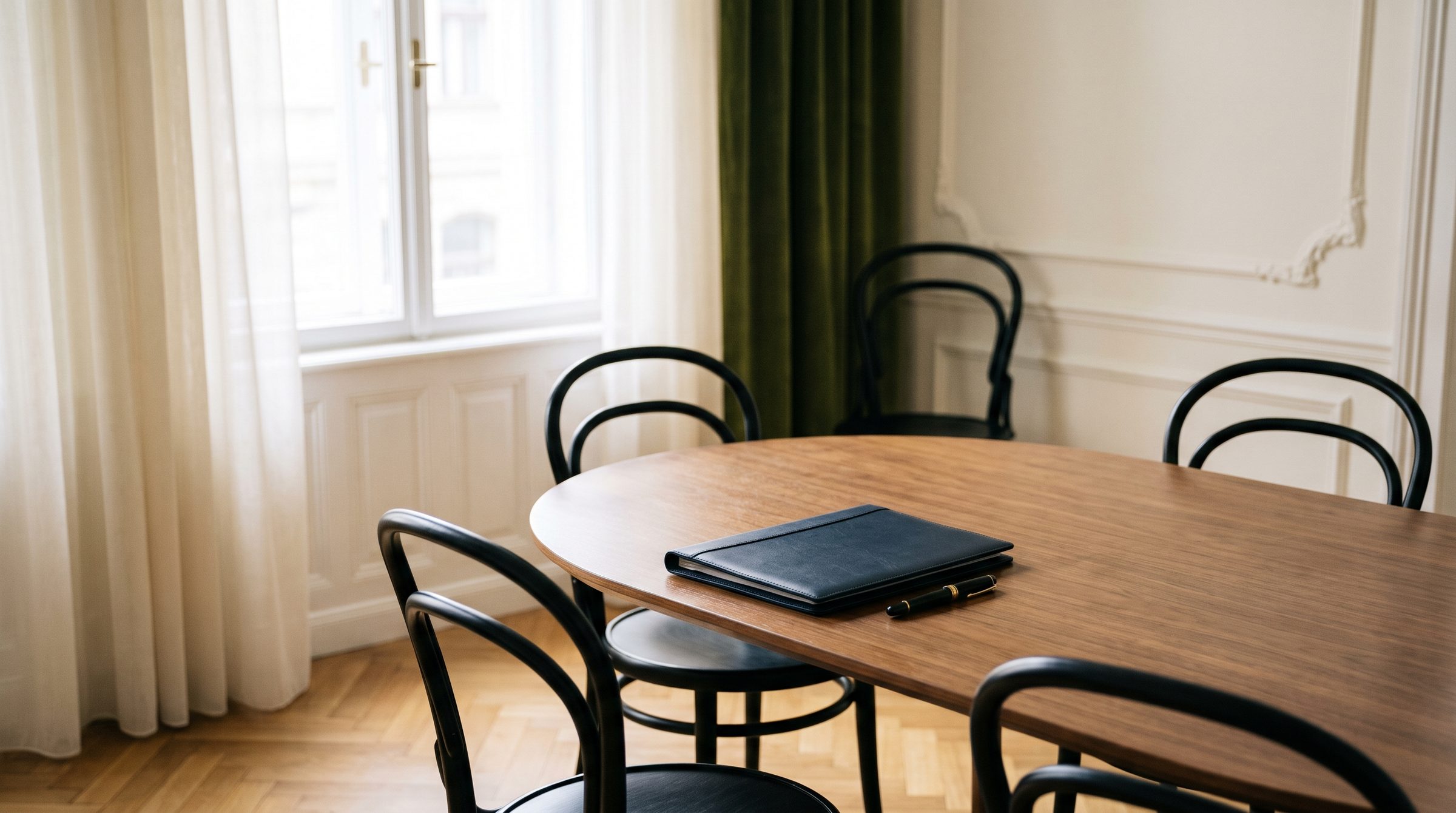 Besprechungsraum im Wiener Altbau mit Thonet-Sesseln